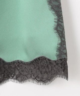 自由区 【洗える】サテンレース スカート フロスティグリーン×バーント