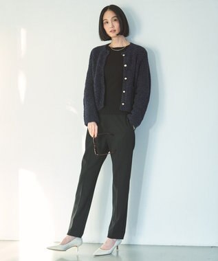 UNFILO マイビューティ リブボートネック ニット ブラック