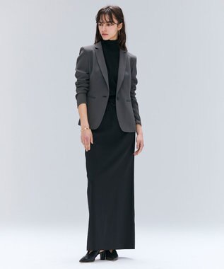 BEIGE， 【洗える】FLEUR / ニットコンビハイネック半袖ブラウス Black