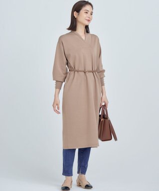 組曲 【WEB限定】Vネックニットワンピース キャメルベージュ系