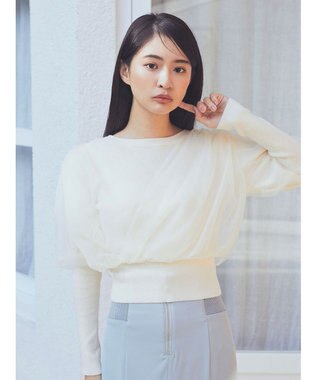 earth music&ecology チュールドッキングニットプルオーバー Ivory