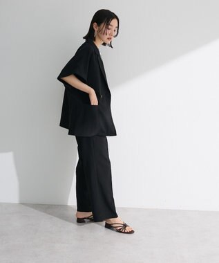 Green Parks 麻調合繊イージーパンツ Black