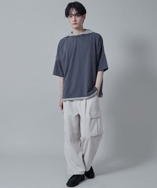 WEGO フェイクレイヤードフードT（S） ダークグレー