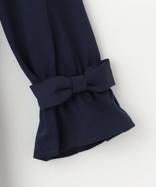 Feroux 【洗える】リボンスリーブダンボール ワンピース ネイビー系