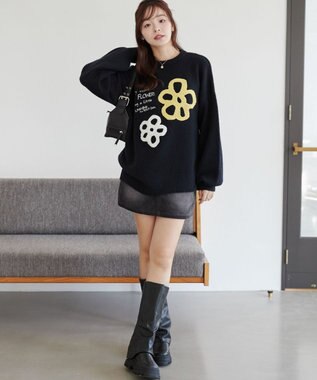 WEGO フラッフィーグラフィックBIGニットプルオーバー 柄13