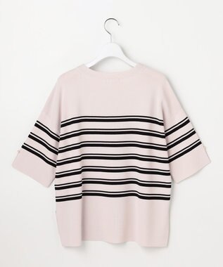 ANY SIS 【アイスタッチ】ボートネックニット プルオーバー ベージュ×ブラック