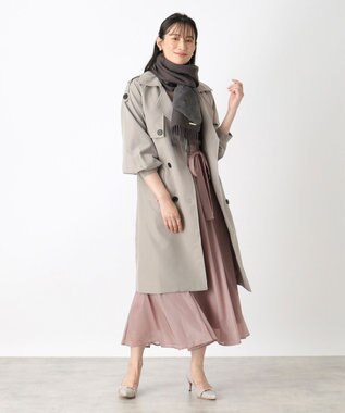 MOONBAT 【WEB限定】フルラ (FURLA)エコファー付きマフラー 無地×ハート　ウールマフラー ロゴプレート付き チャコールグレー