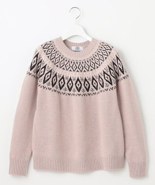 J.PRESS LADIES 【洗える】FAIR ISLE ラウンドネック ニット ベージュ系