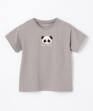 ANY KIDS オーガビッツアニマルサガラ刺繍Ｔシャツ チャコール×パンダ