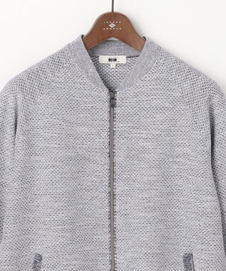 JOSEPH ABBOUD 【イタリア糸×エコ素材・通気性・軽量】スラブギマ×和紙 ニット ブルゾン ブルー系