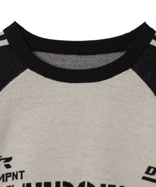 WEGO ゲームグラフィックラグランジャガードニット ブラック