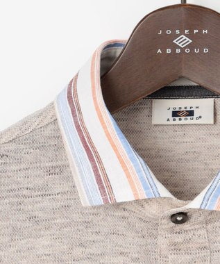 JOSEPH ABBOUD 【リネン素材/吸水速乾/日本素材】リネンハニカム ダディ ポロシャツ ベージュ×ストライプ