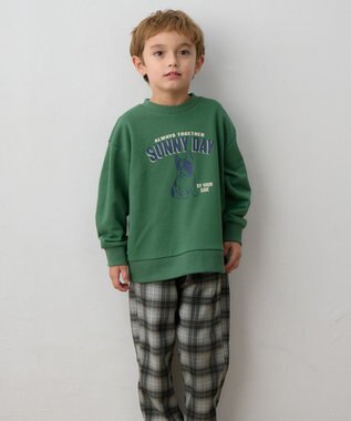 ANY KIDS アニマルプリント 裏毛トレーナー グリーン