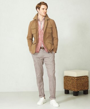 JOSEPH ABBOUD 【ウエストも伸びる/ストレッチ】 リヨセルリネンムーブパンツ ダークブラウン系