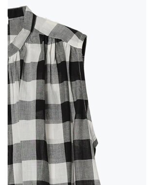 Green Parks インド綿 ギンガムチェックノースリーブワンピース Gingham Check