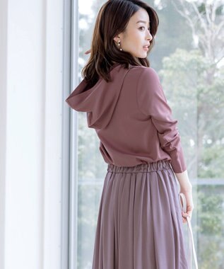 Tiaclasse L 【洗える】パーカードッキングワンピース ピンク×ライトピンク