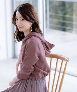 Tiaclasse L 【洗える】パーカードッキングワンピース ピンク×ライトピンク