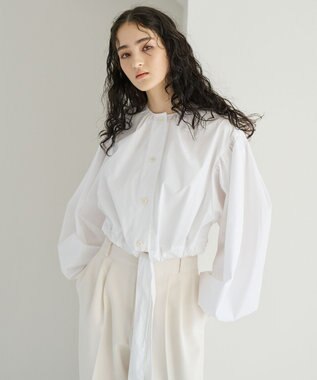 #Newans ウエストリボンショートブラウス ホワイト