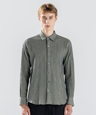 JOSEPH HOMME 新素材【ドライタッチ/ストレッチ】ドライコットンドビー　レギュラーカラーシャツ ダークグリーン系