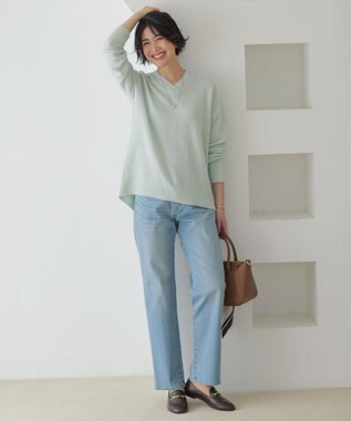 J.PRESS LADIES L 【洗える】BASIC STRETCH DENIM ボーイフィット デニム ブリーチ系