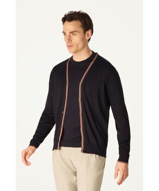 DAKS John Smedley for DAKS ハウスストライプカーディガン ネイビー