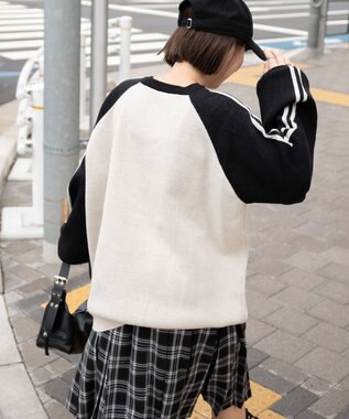 WEGO ゲームグラフィックラグランジャガードニット ブラック