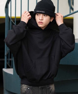 WEGO 【ユニセックス着用ITEM】バルーンクロップドプルパーカー ブラック