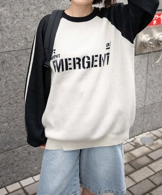 WEGO ゲームグラフィックラグランジャガードニット ブラック