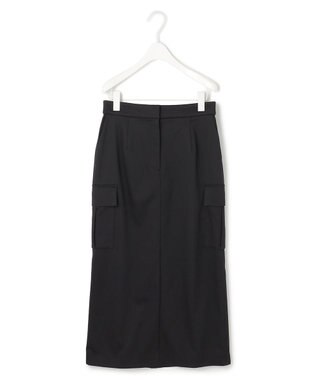 ICB L 【洗える】ウォームサテン カーゴスカート ブラック系