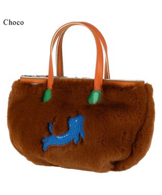 tsumori chisato CARRY キラネコファー ハンドバッグ 手提げ チョコ