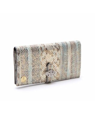 A.D.M.J. 【スネークレザー】アールデコモチーフロングウォレット ターコイズ