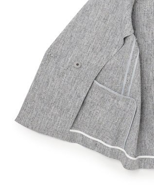 ICB L ストレッチMIXツイード 半袖ジャケット ブラックミックス