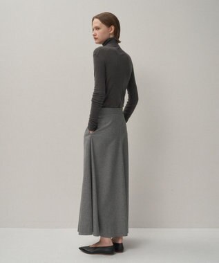 ATON MERINO COLLEGE FLANNEL | フレアスカート TOP GRAY