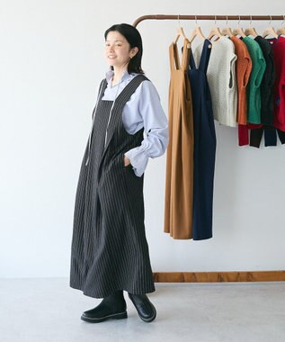 CRAFT STANDARD BOUTIQUE キナリノコラボ/タックジャンパースカート/24AW Stripe Black