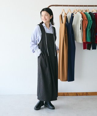 CRAFT STANDARD BOUTIQUE キナリノコラボ/タックジャンパースカート/24AW Stripe Black