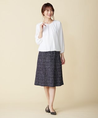 J.PRESS LADIES ファンシーツイード スカート ネイビー系1