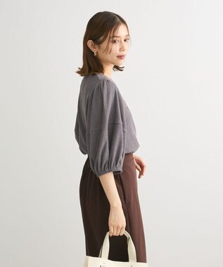 Green Parks ランタンスリーブ表面カットロゴプルオーバー Gray