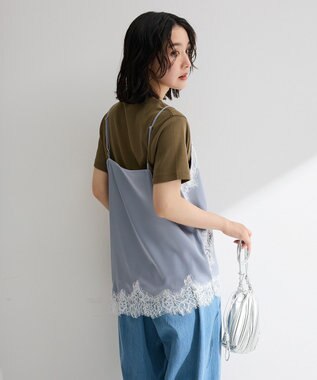 Green Parks レースドッキングサテンビスチェ Blue
