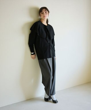 #Newans 【洗える】ファインボタンＶネックカーディガン ブラック