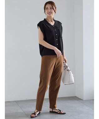 Te chichi メタル釦楊柳テーパードパンツ ブラウン