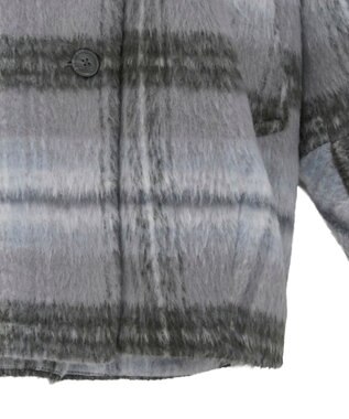 earth music&ecology チェックシャギーコート Check Gray