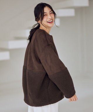 ANY L スエードボアコンビブルゾン ダークブラウン