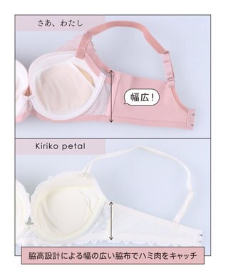 une nana cool MADE WITH LIBERTY FABRIC さあわたし レース 脇高ブラジャー ライトオリーブ