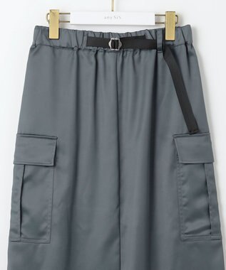 ANY SIS 【WEB・一部店舗限定】サテンカーゴ スカート グレー