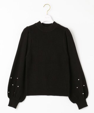 ANY SIS 【Oggi1月号掲載】モックネック袖パール調 ニット ブラック