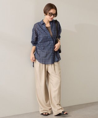 AMERICAN HOLIC シアーチェック柄オーバーシャツ Check Blue