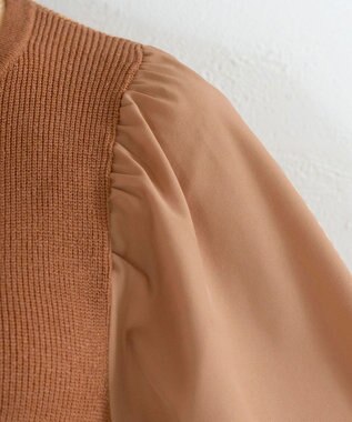 Tiaclasse 【洗える】パフ袖が大人可愛い袖コンビニットワンピース オレンジ