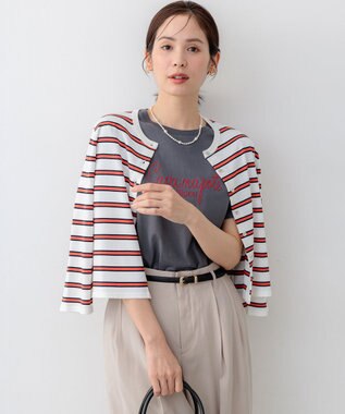 組曲 ロゴ刺繍 Ｔシャツ ライトグレー系