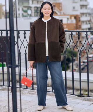 ANY L スエードボアコンビブルゾン ダークブラウン