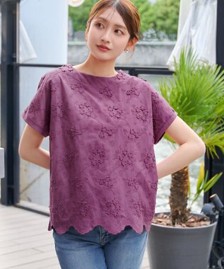 Tiaclasse スカラップレースコンビトップス パープル